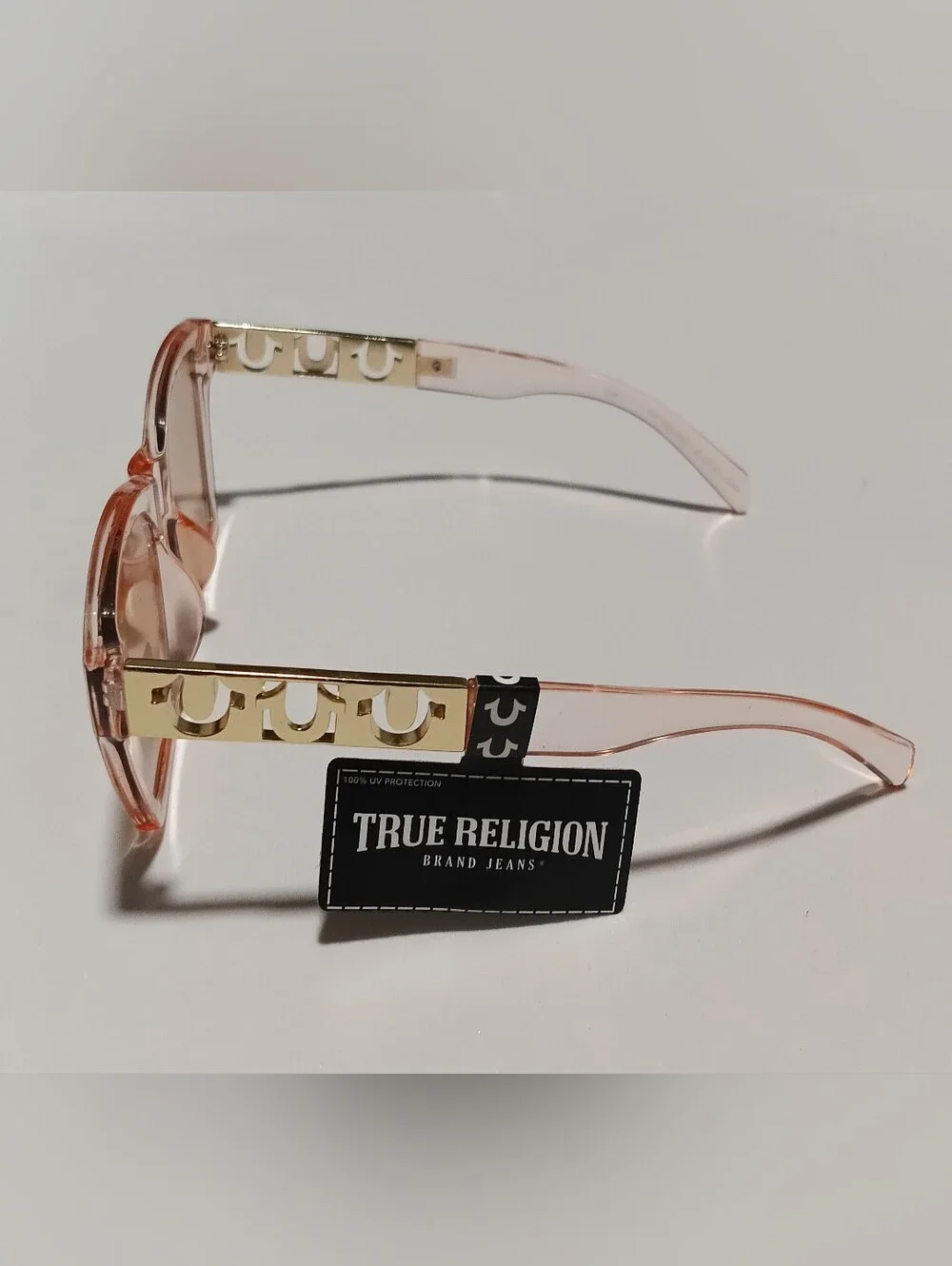 True Religion Women's Pink Transparent Rectangle Sunglasses Brand New With Tag